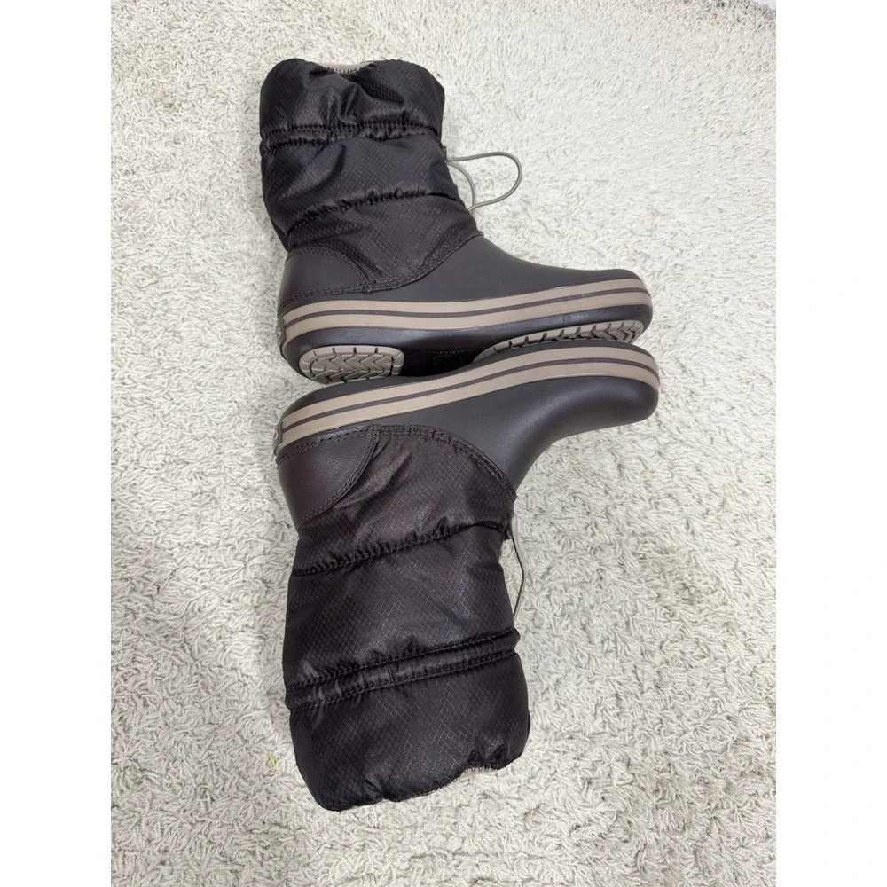 Crocs Crocband Brown Winter Puff Insulated Rain Snow Boots Pull-On Women's 9M